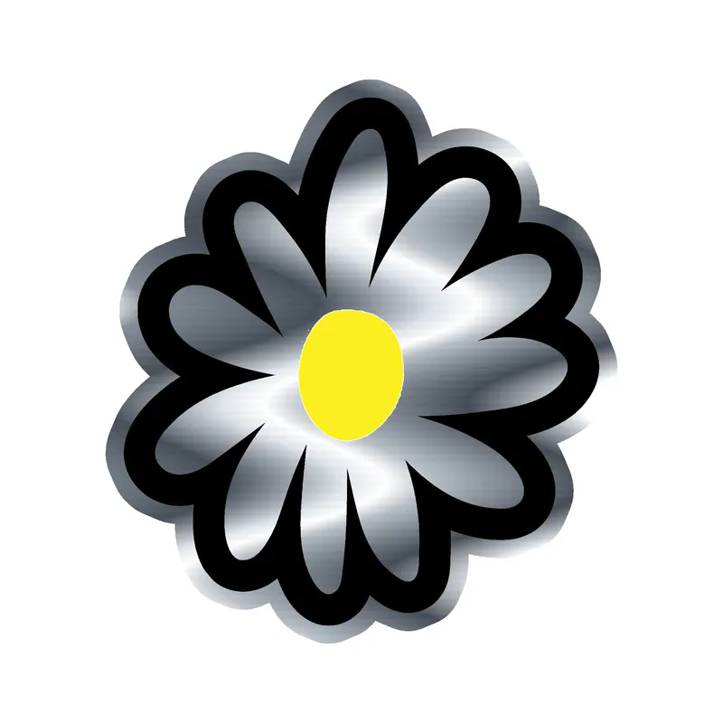 White Flower Silver Chrome Vinyl Decal - Custom Size