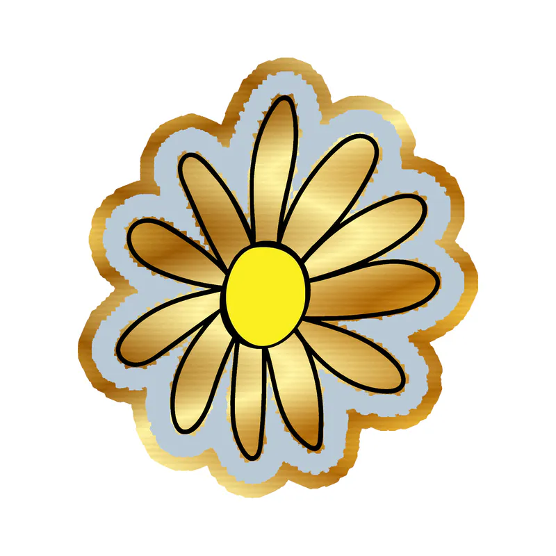 White Flower Gold Chrome Vinyl Decal - Custom Size