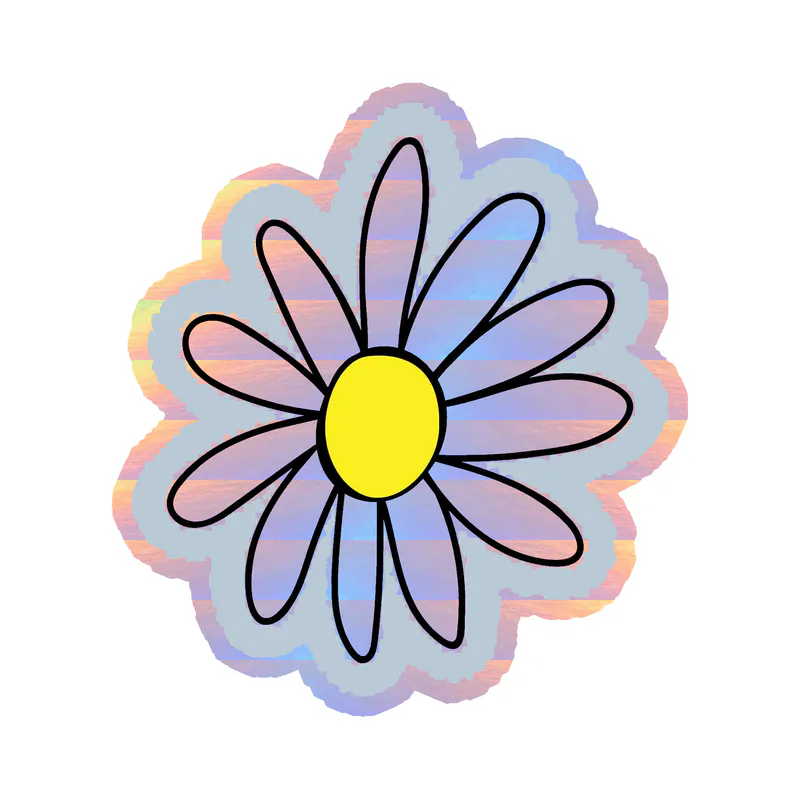 White Flower Holographic Vinyl Decal - Custom Size