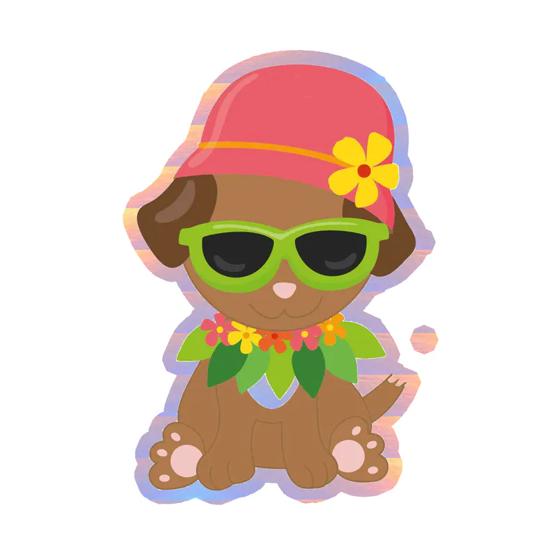 Dog With Hat - Holographic Vinyl Decal