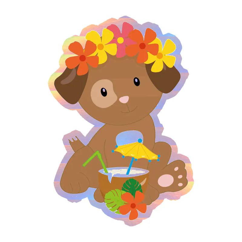 Dog With Coconut - Holographic Vinyl Decal