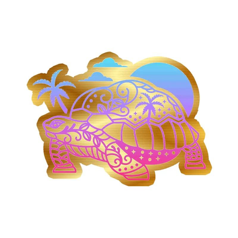 Tortoise - Gold Chrome Vinyl Decal - Custom Size