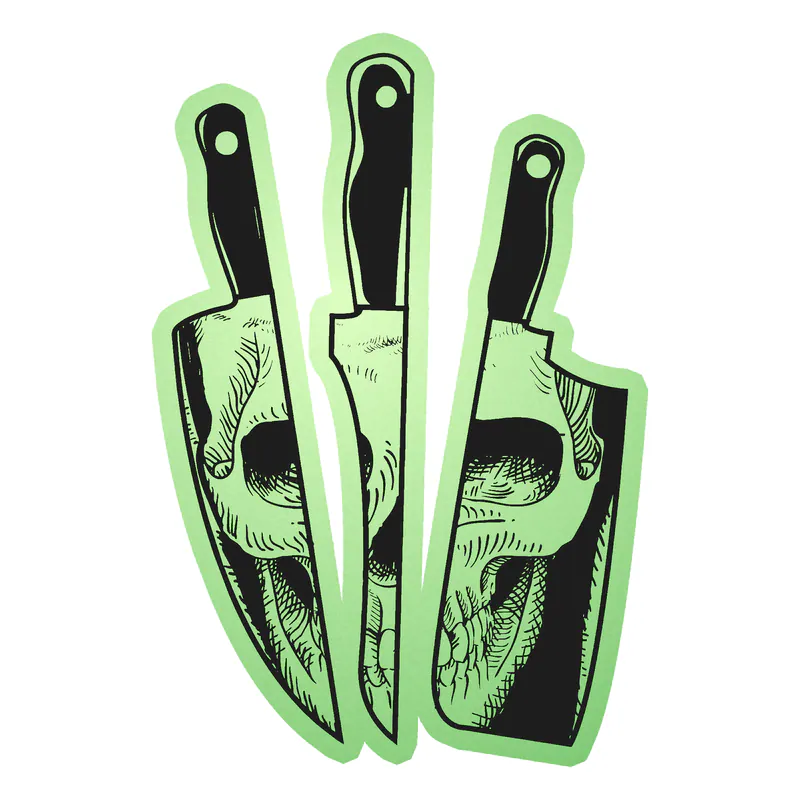 Knife with Skull - Glow in the Dark Vinyl Decal - Custom Size