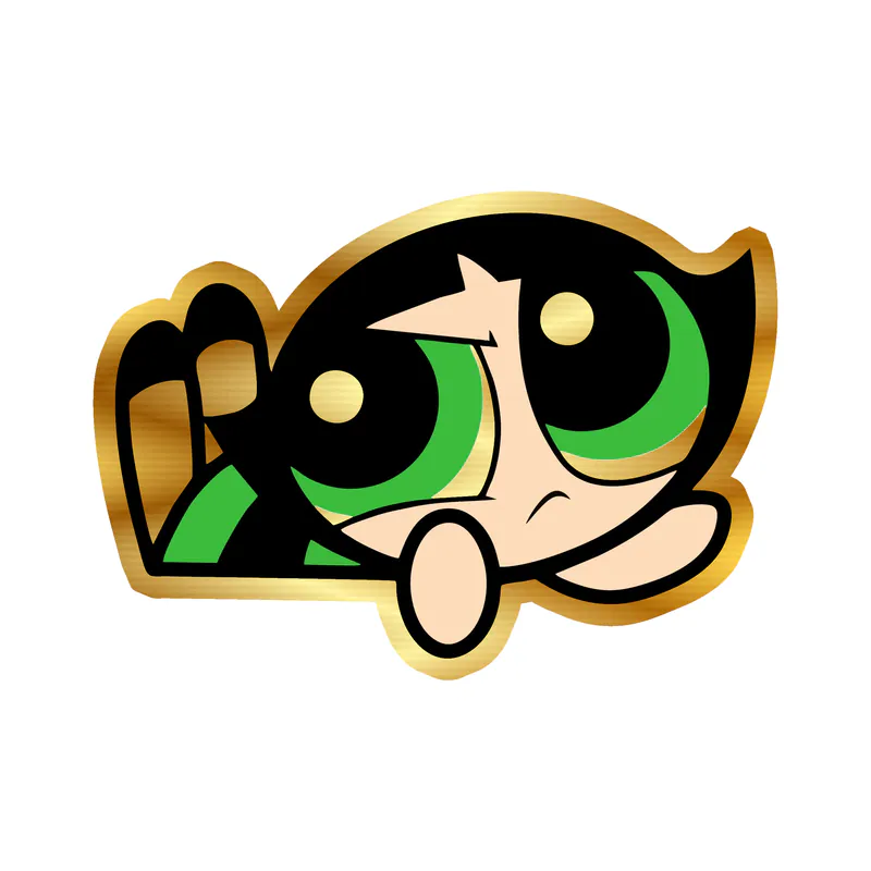 Powerpuff Girls- Buttercup - Gold Chrome Vinyl Decal - Custom Size