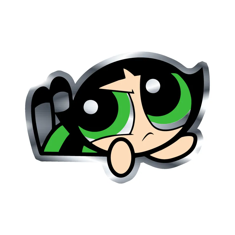 Powerpuff Girls- Buttercup - Silver Chrome Vinyl Decal - Custom Size