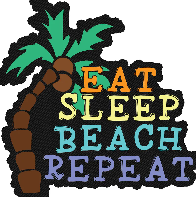 Eat Sleep Beach Repeat Carbon Fiber Vinyl Decal