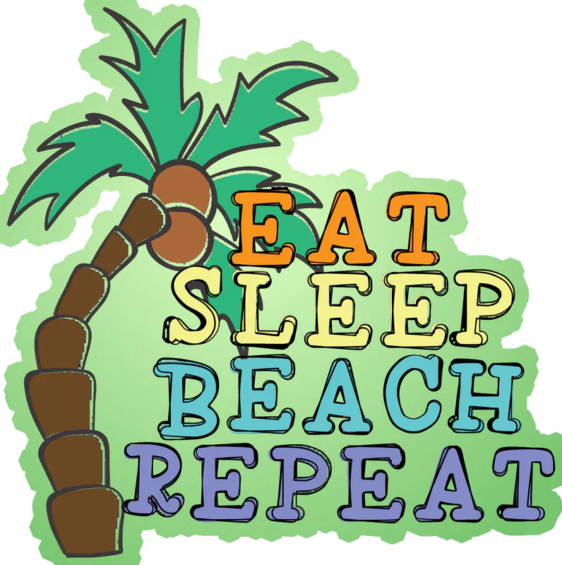 Eat Sleep Beach Repeat Glow in the Dark Vinyl Decal