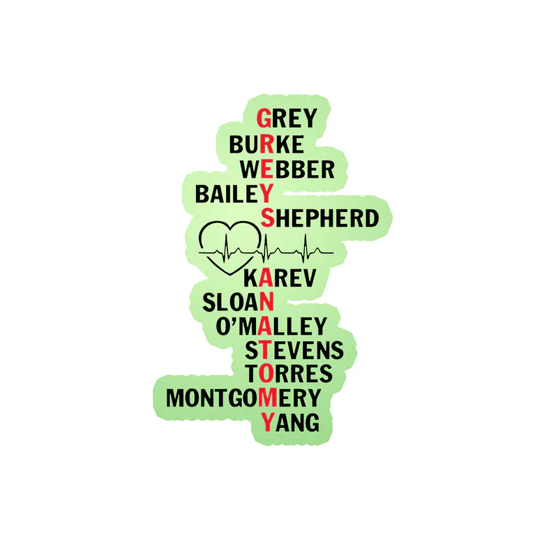 Greys Anatomy - Glow in the Dark Vinyl Sticker - Custom Size