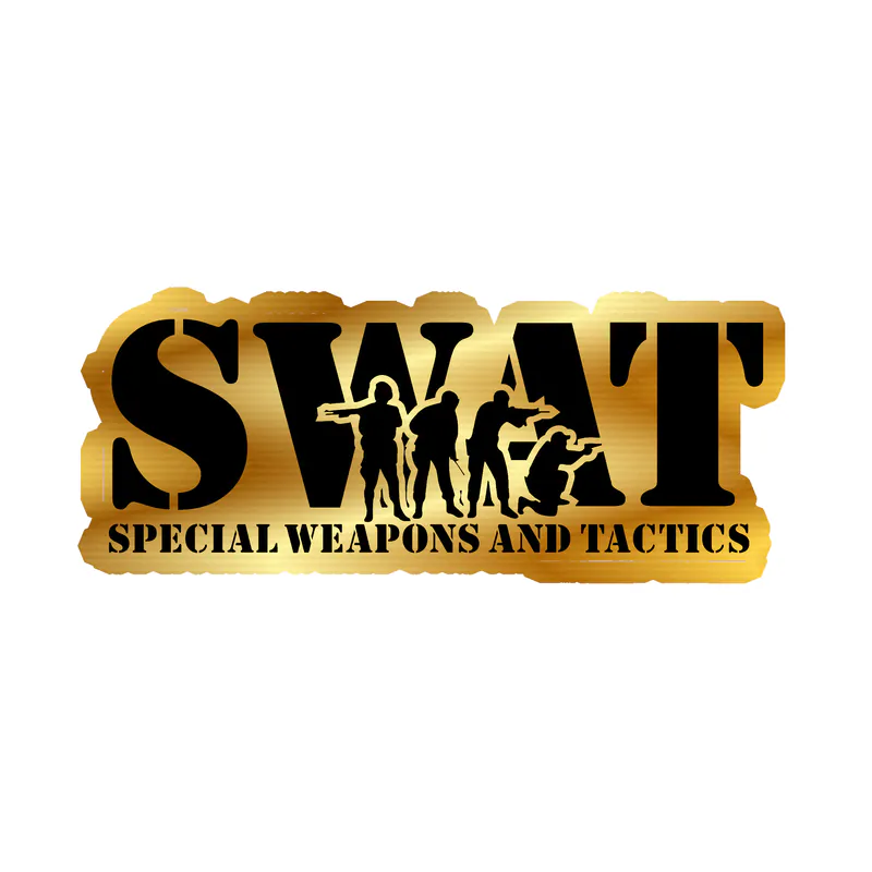 Swat Special Weapons and Tactics- Gold Chrome Vinyl Decal - Custom Size
