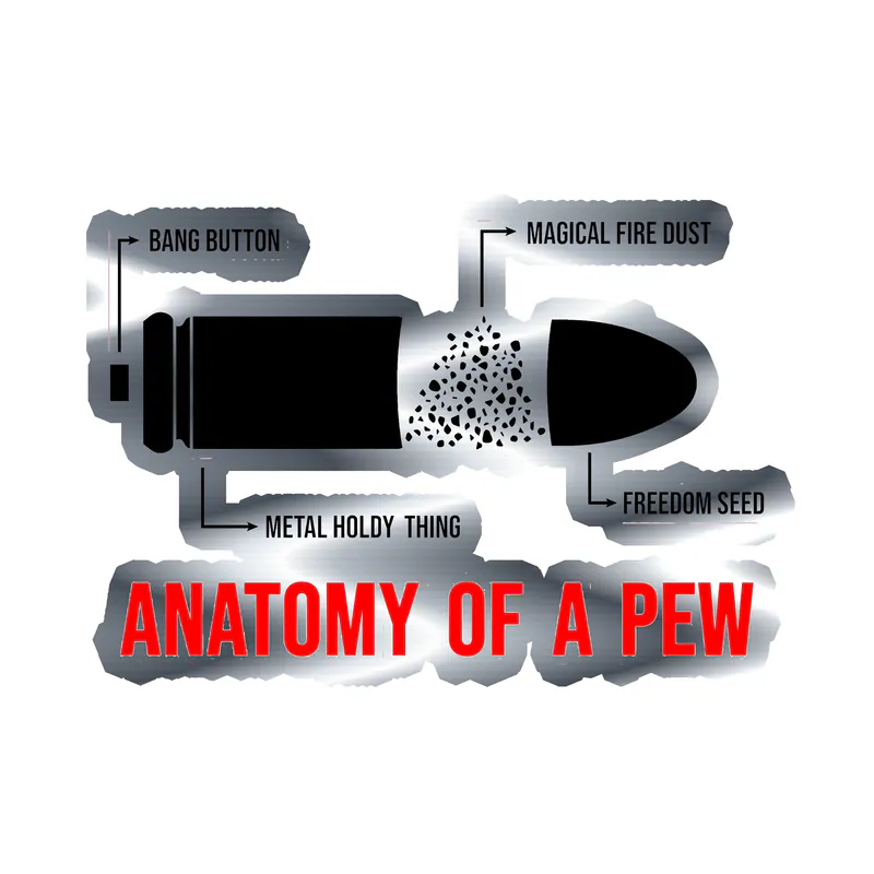 Anatomy of a Pew - Silver Chrome Vinyl Decal - custom size