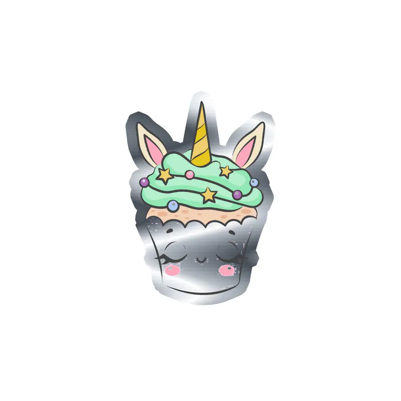 Unicorn Cupcake Silver Chrome Vinyl Decal - Custom Size