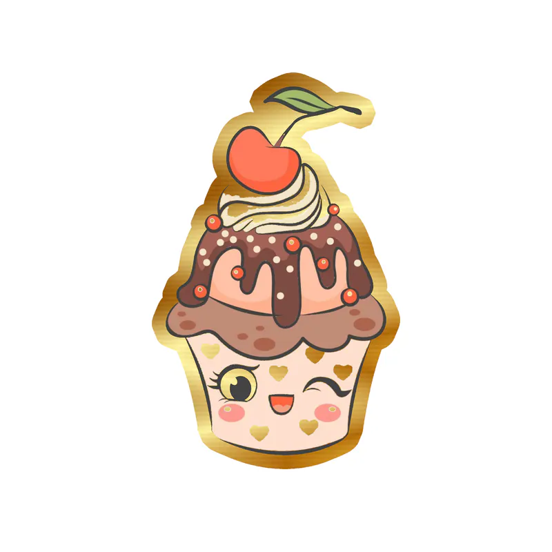 Sundae Cupcake Gold Chrome Vinyl Decal - Custom Size