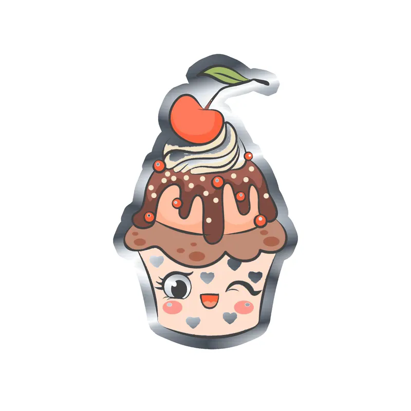 Sundae Cupcake Silver Chrome Vinyl Decal - Custom Size