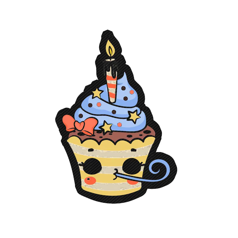Birthday Cupcake Carbon Fiber Vinyl Decal - Custom Size