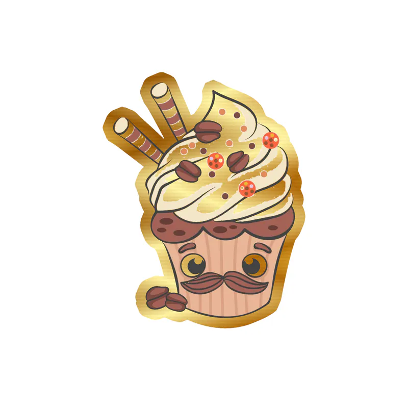 Cupcake Gold Chrome Vinyl Decal - Custom Size