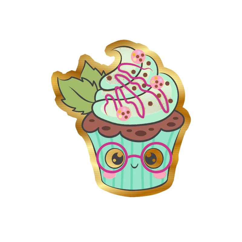 Cupcake Gold Chrome Vinyl Decal - Custom Size