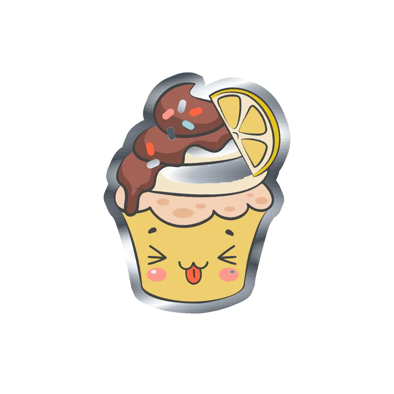 Cupcake Silver Chrome Vinyl Decal - Custom Size