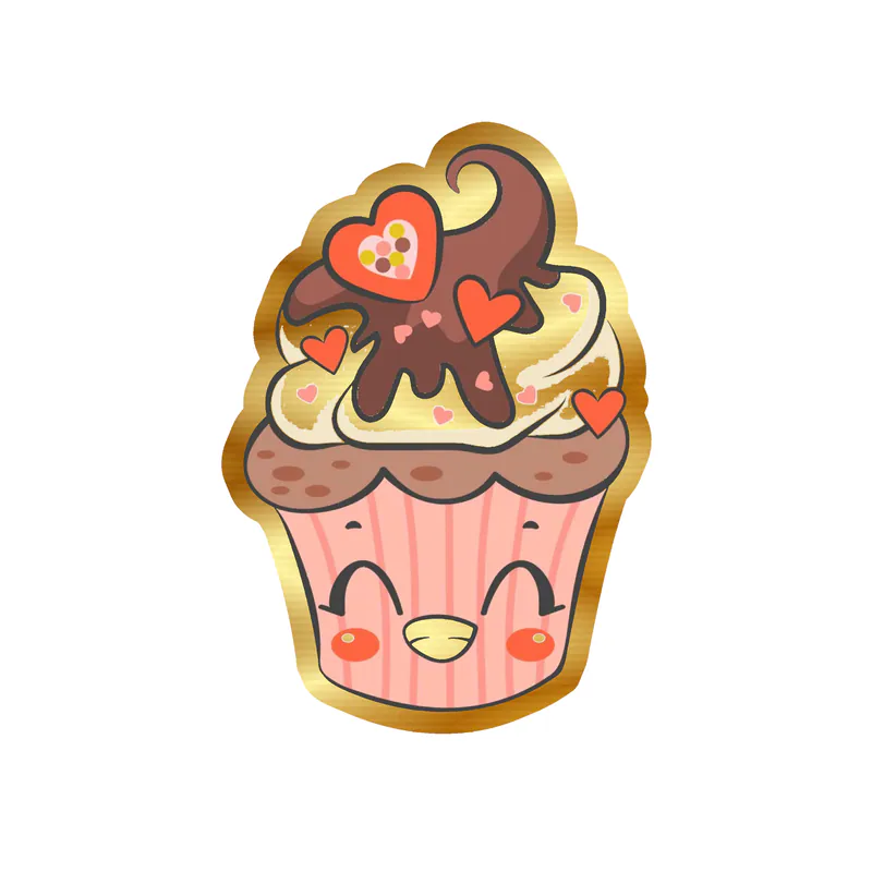 Cupcake Gold Chrome Vinyl Decal - Custom Size