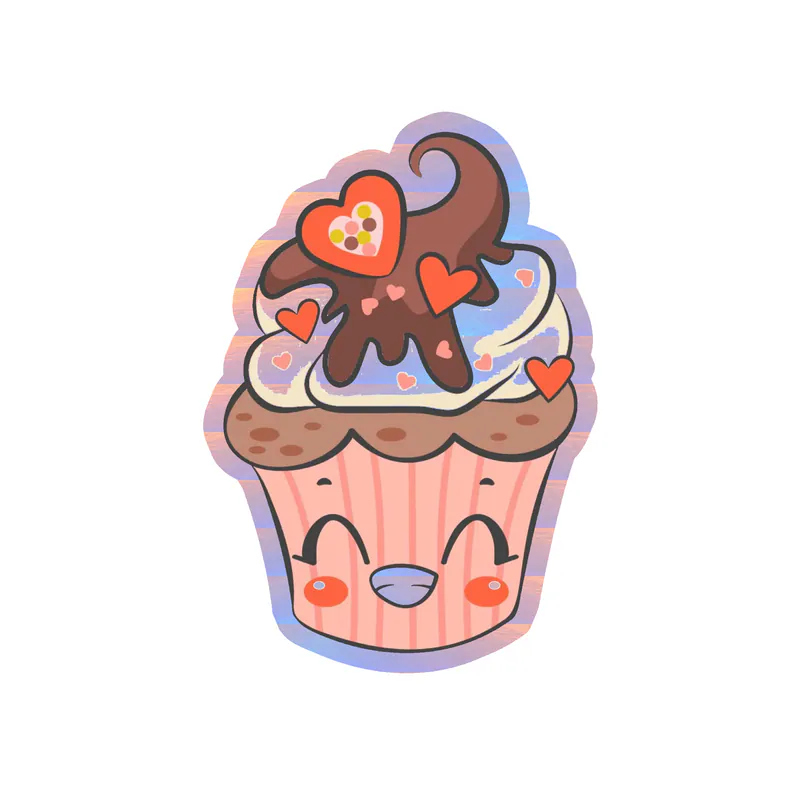 Cupcake Holographic Vinyl Decal - Custom Size