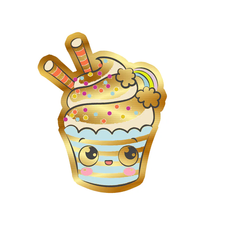 Cupcake Gold Chrome Vinyl Decal - Custom Size