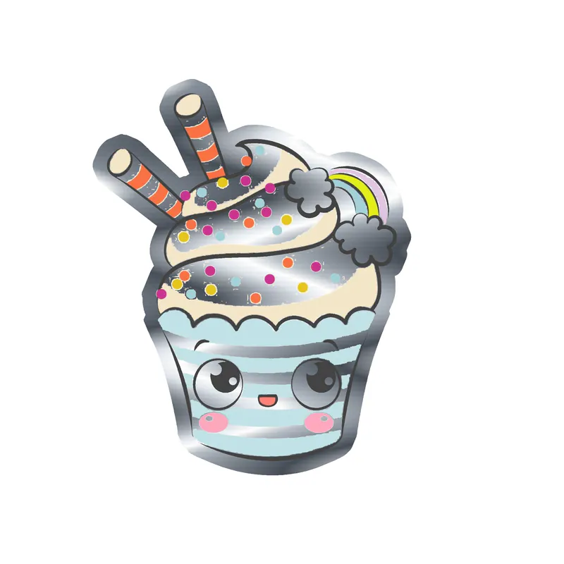 Cupcake Silver Chrome Vinyl Decal - Custom Size