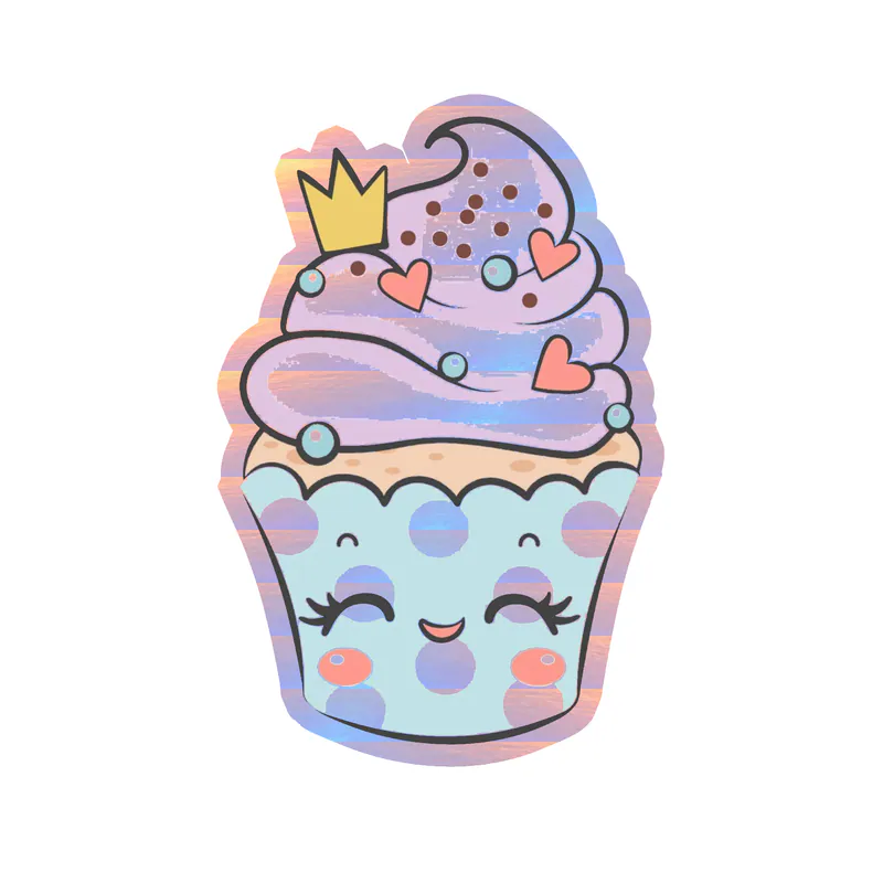 Cupcake Holographic Vinyl Decal - Custom Size