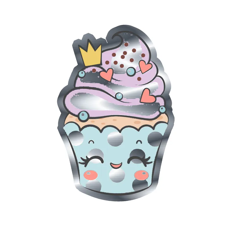 Cupcake Silver Chrome Vinyl Decal - Custom Size