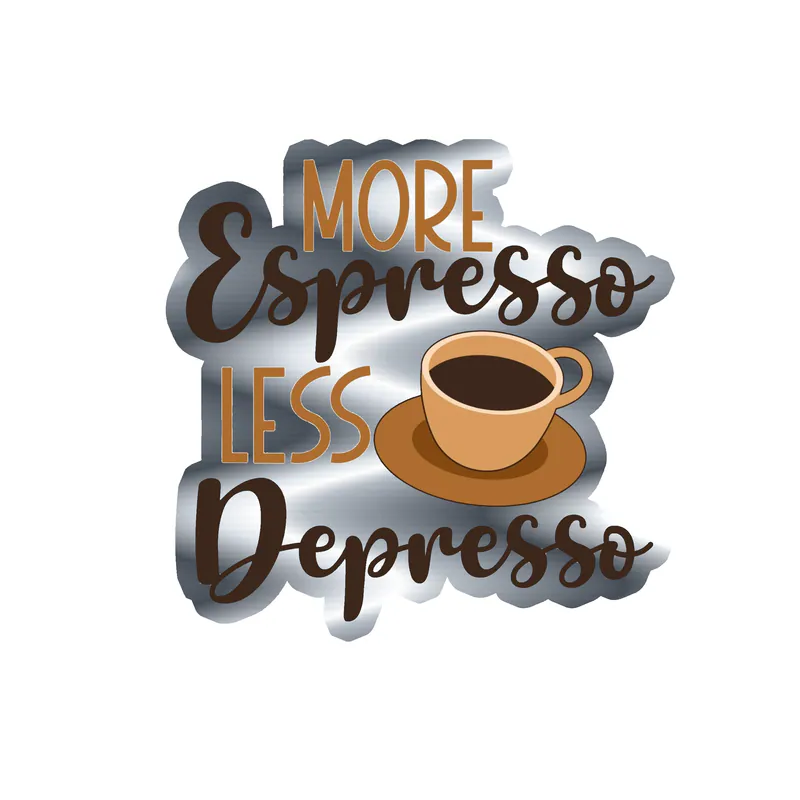 Coffee Silver Chrome Vinyl Decal - Custom Size