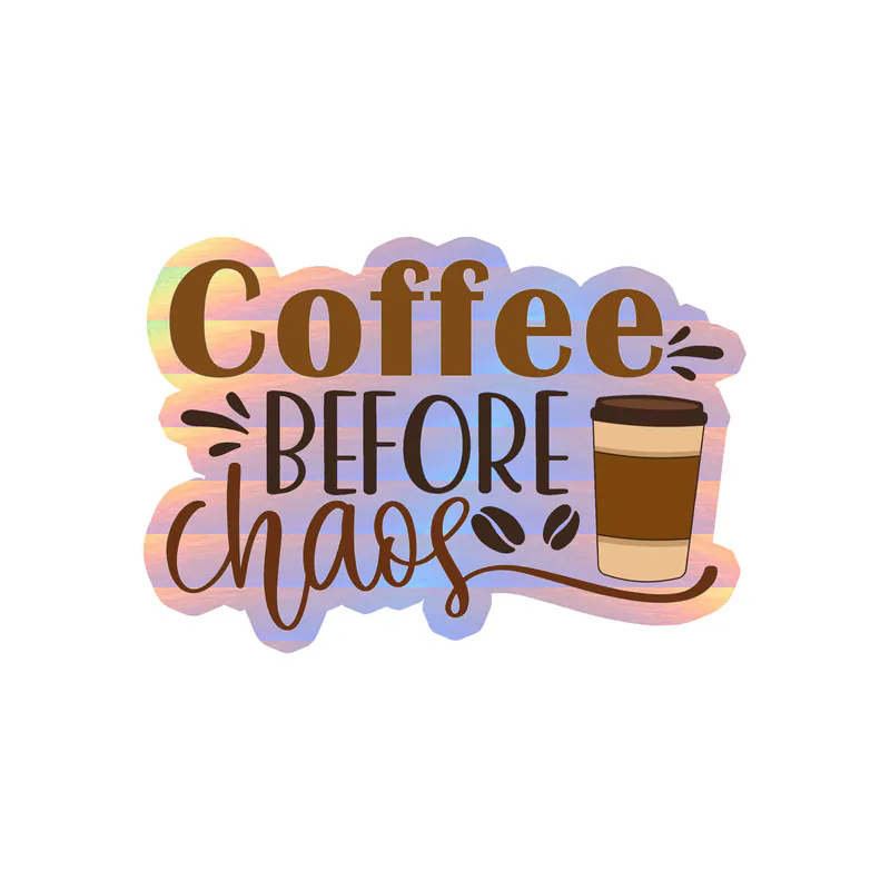 Coffee Holographic Vinyl Decal - Custom Size