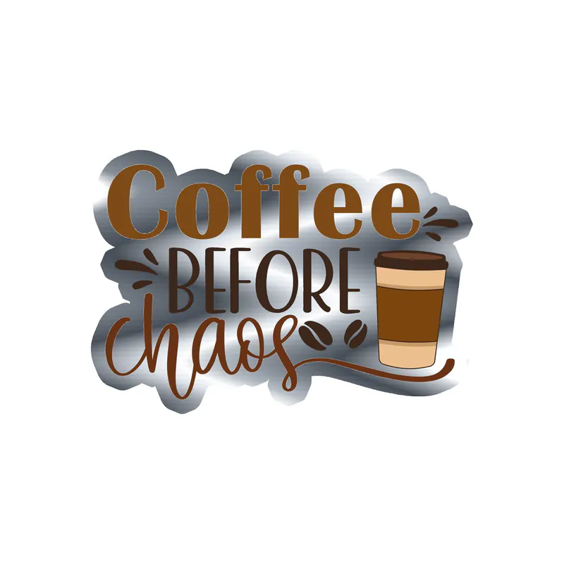 Coffee Silver Chrome Vinyl Decal - Custom Size