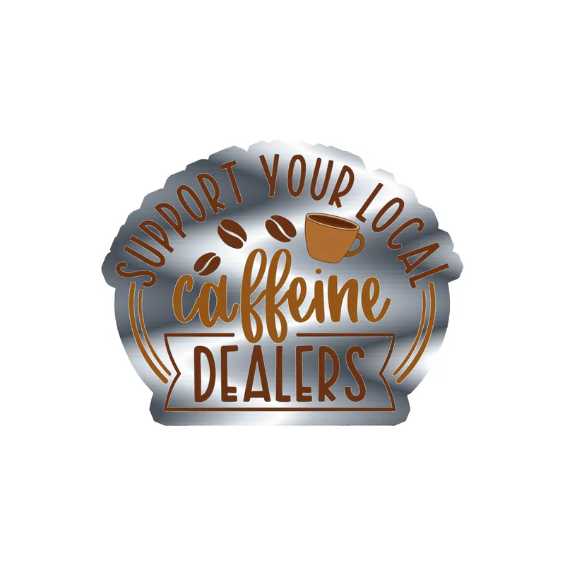 Coffee Silver Chrome Vinyl Decal - Custom Size