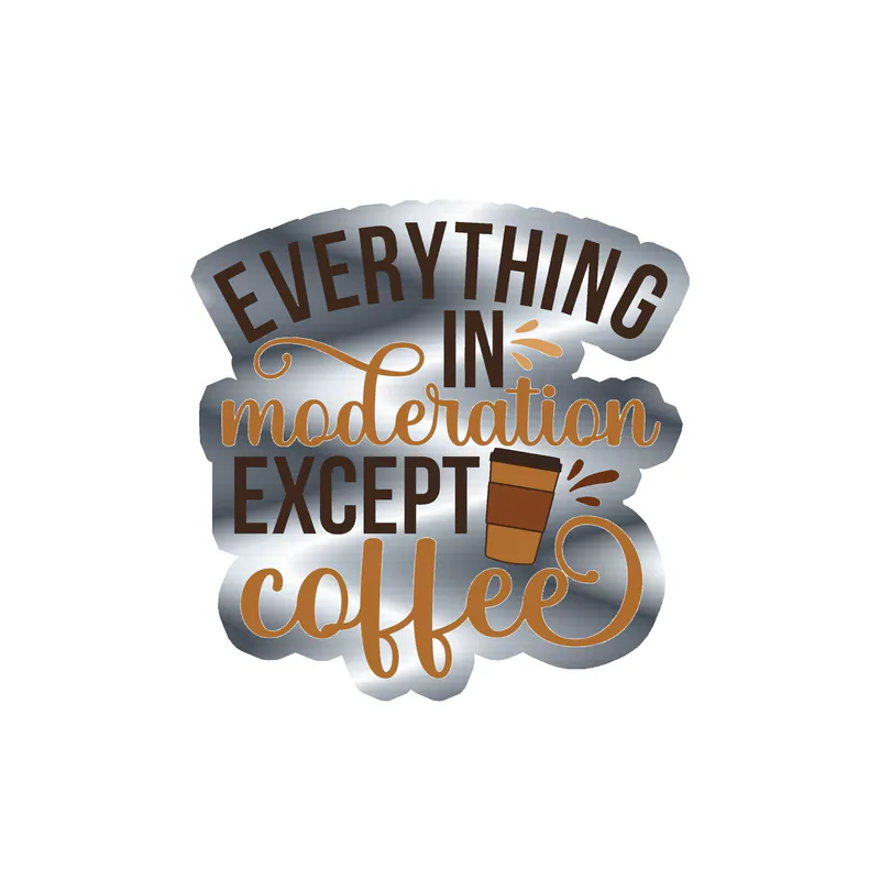 Coffee Silver Chrome Vinyl Decal - Custom Size