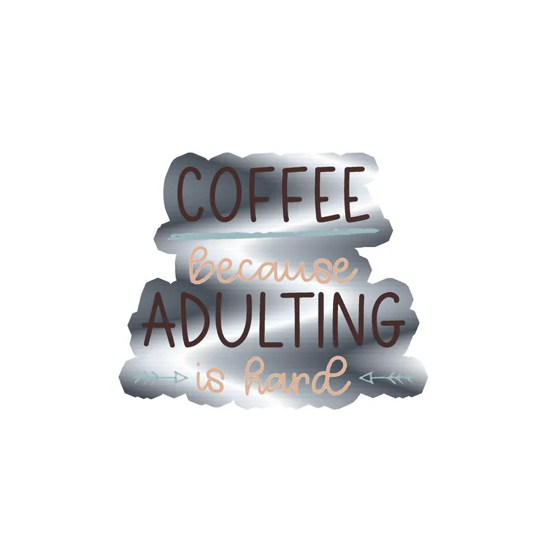 Coffee Silver Chrome Vinyl Decal - Custom Size