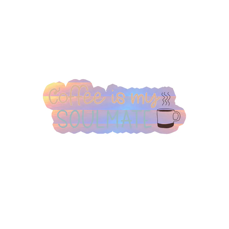 Coffee Holographic Vinyl Decal - Custom Size