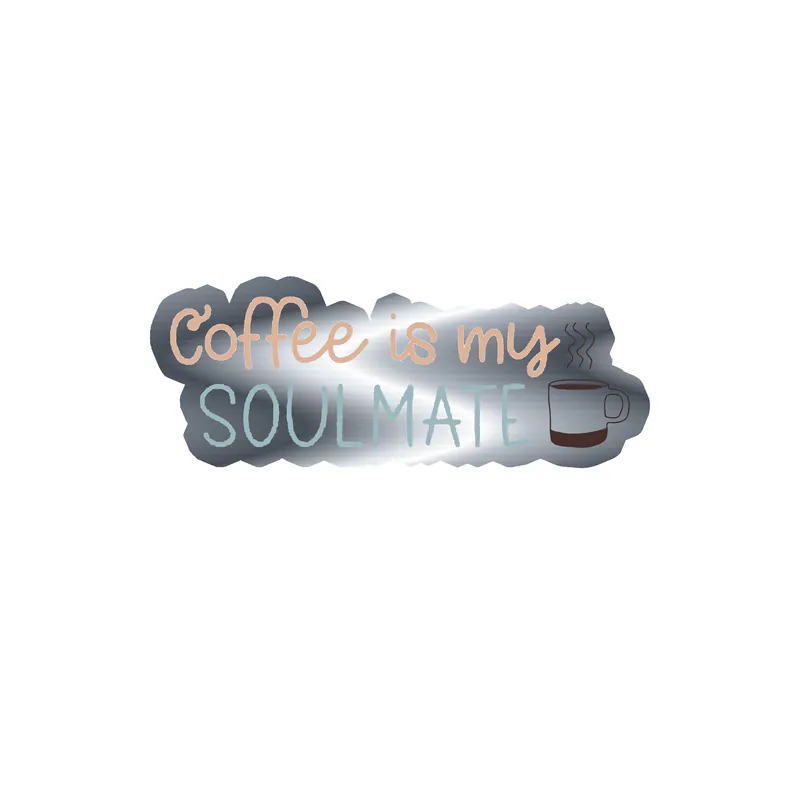 Coffee Silver Chrome Vinyl Decal - Custom Size