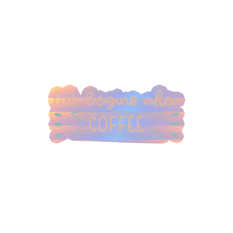 Coffee Holographic Vinyl Decal - Custom Size