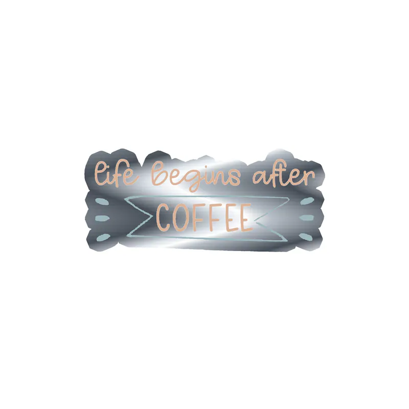 Coffee Silver Chrome Vinyl Decal - Custom Size