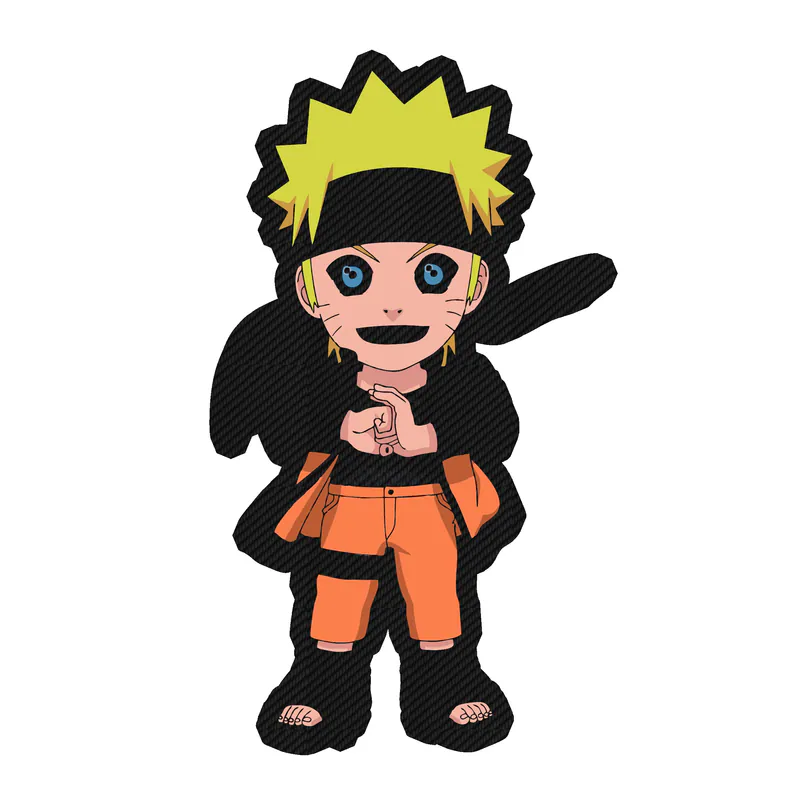 Naruto Chibi Carbon Fiber Vinyl Decal - Custom Size