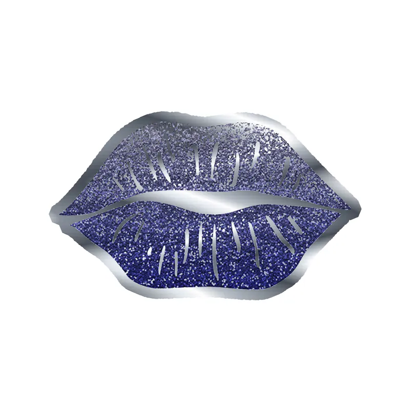 Lips - Silver Chrome Vinyl Sticker - Custom Size