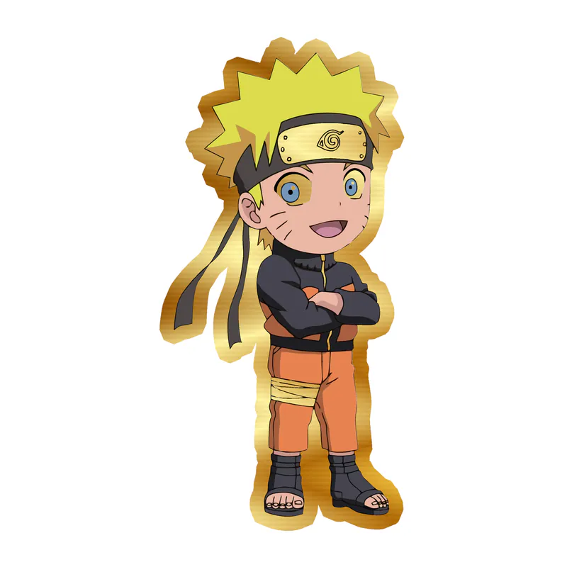 Naruto Chibi Gold Chrome Vinyl Decal - Custom Size