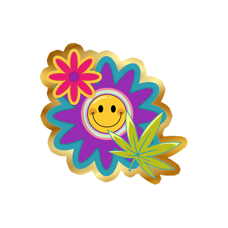 Flower Gold Chrome Vinyl Decal - Custom Size
