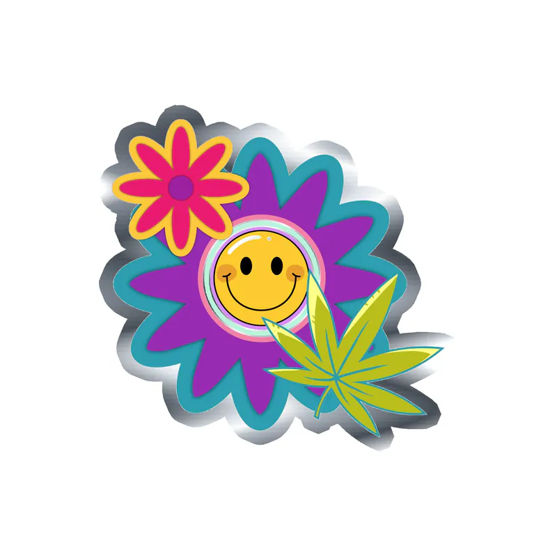 Flower Silver Chrome Vinyl Decal - Custom Size
