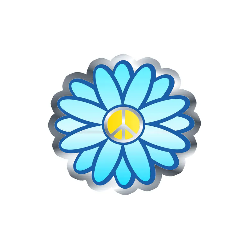 Flower Silver Chrome Vinyl Decal - Custom Size