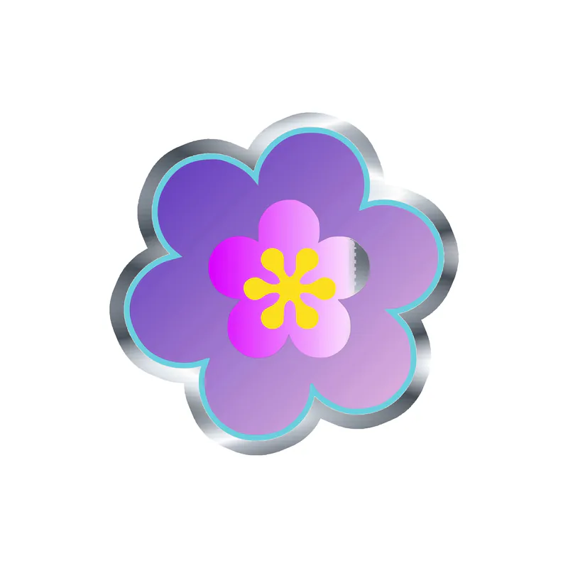 Flower Silver Chrome Vinyl Decal - Custom Size