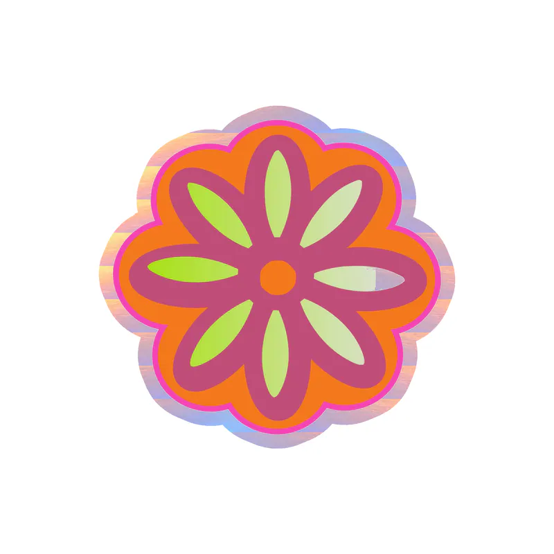 Flower Holographic Vinyl Decal - Custom Size