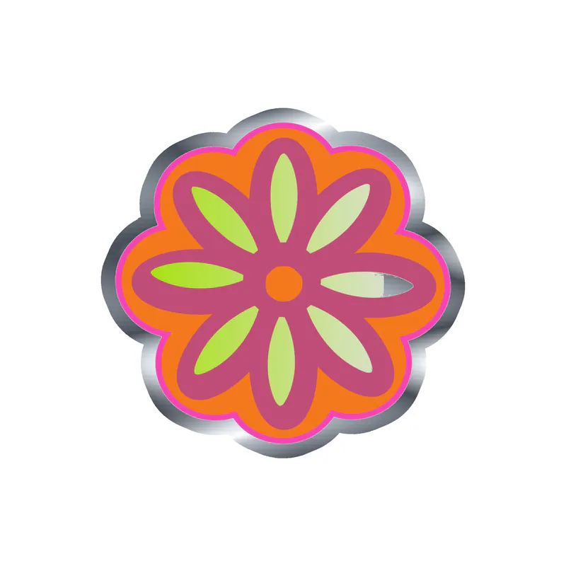 Flower Silver Chrome Vinyl Decal - Custom Size