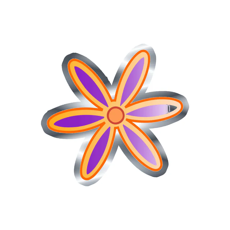 Flower Silver Chrome Vinyl Decal - Custom Size