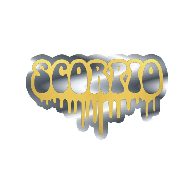Scorpio Drip - Silver Chrome Vinyl Decal - Custom Size
