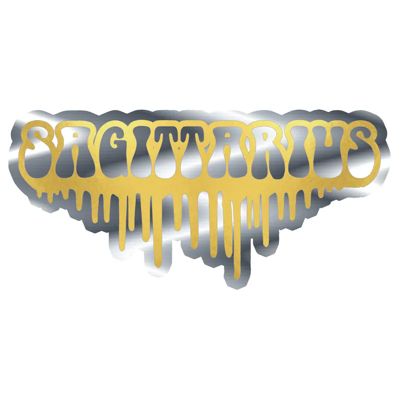 Sagittarius Drip - Silver Chrome Vinyl Decal - Custom Size