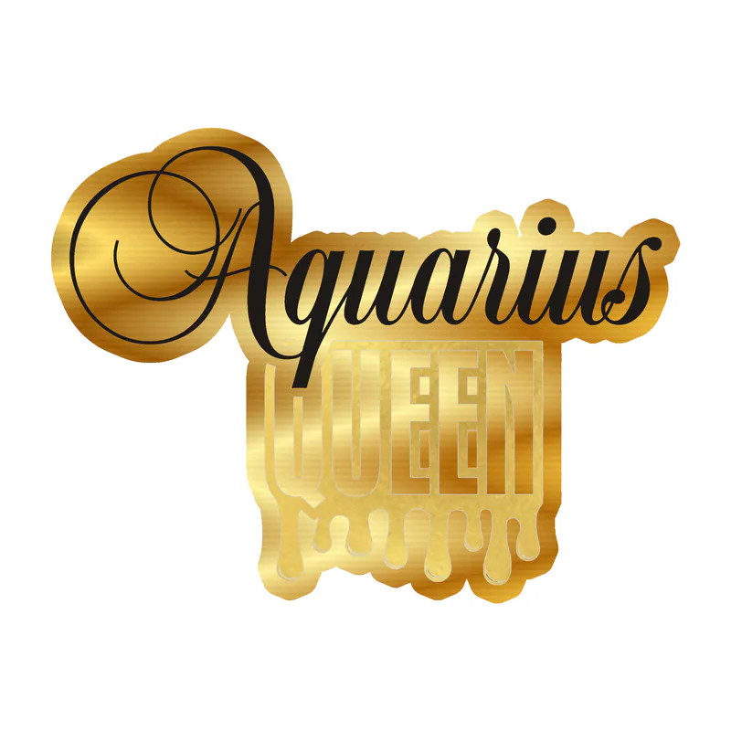 Aquarius Queen - Gold Chrome Vinyl Decal - Custom Size